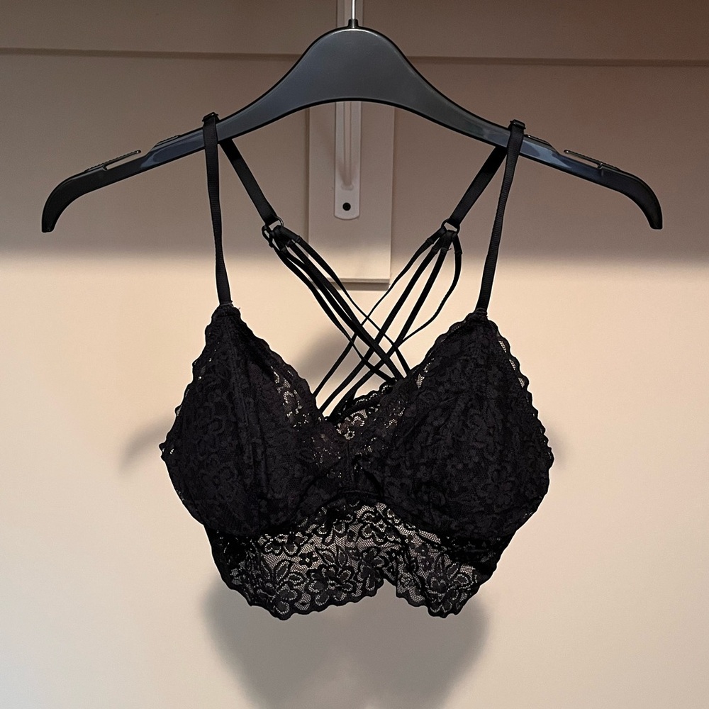 Aerie Black Lace Strappy Bralette